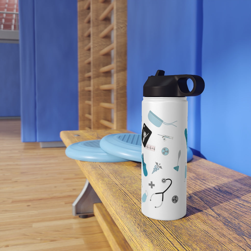 Water Bottle, 3 sizes, Stainless Steel with Sip Straw- Medical Man