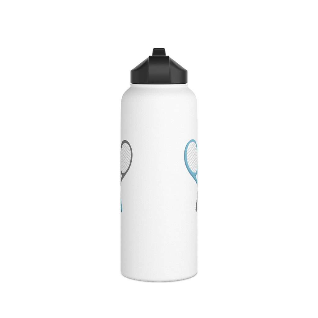 Water Bottle, 3 sizes, Stainless Steel with Sip Straw- Racket Crossing