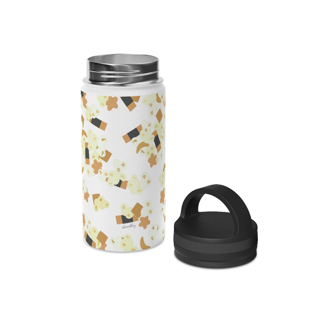 Water Bottle, 3 sizes, Stainless Steel with Handle Lid- Hurricane Popcorn