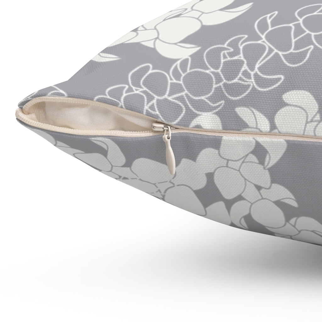 Canvas Throw Pillow Case- Puakenikeni Curvilinear Lei (Gray)