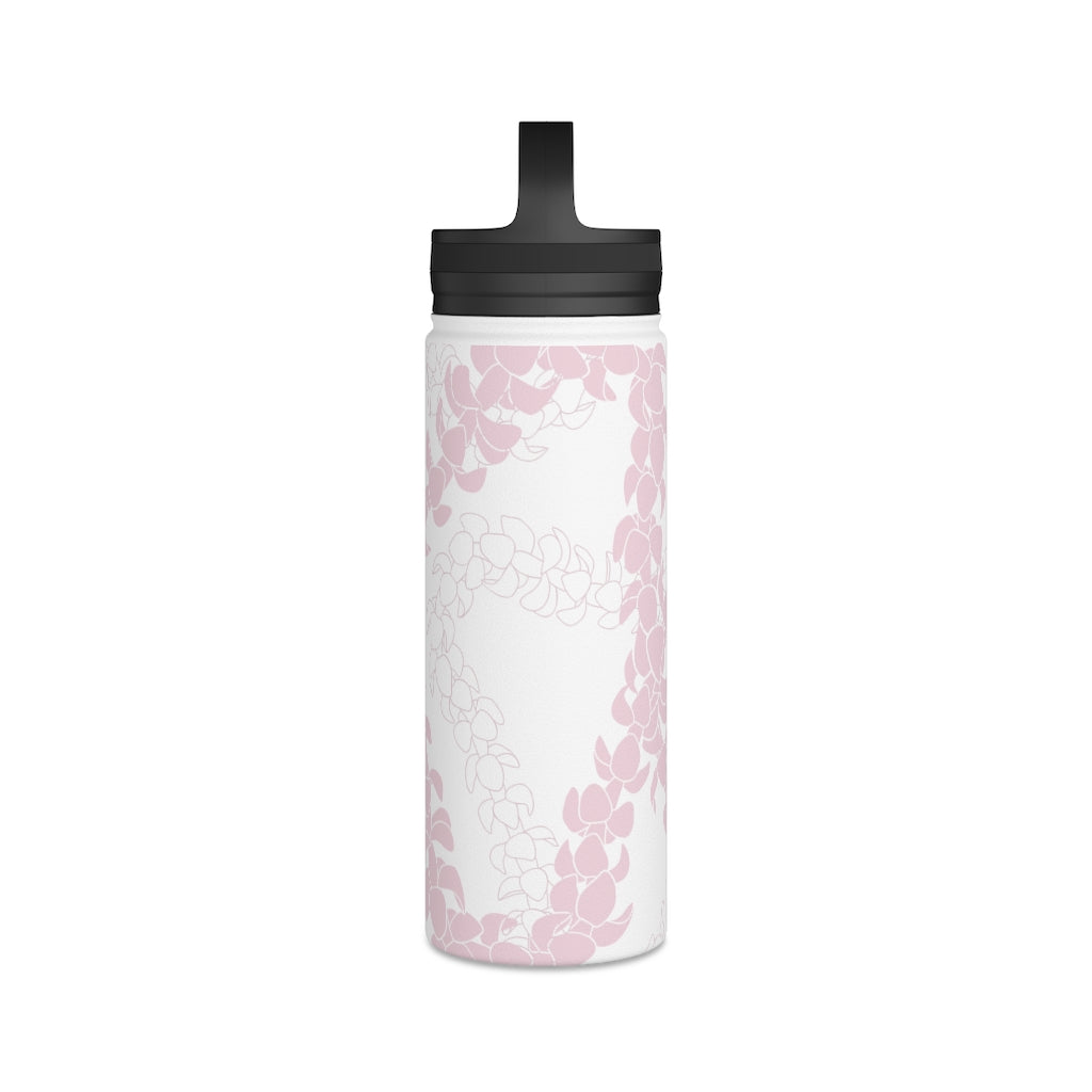 Water Bottle with Handle- Puakenikeni Curvilinear Lei (Soft Pink)