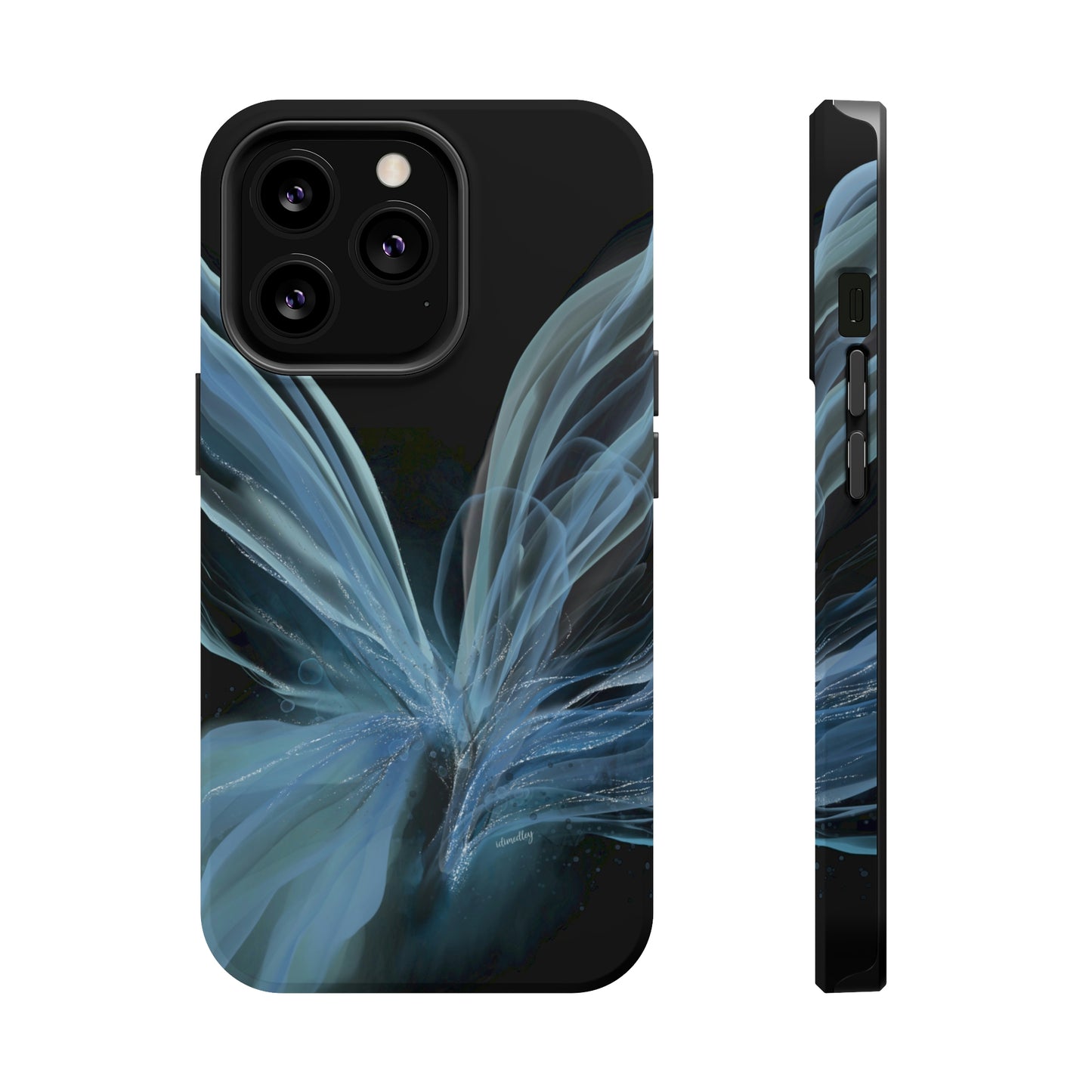 Blue Butterfly Alcohol Ink Art (Black), MagSafe