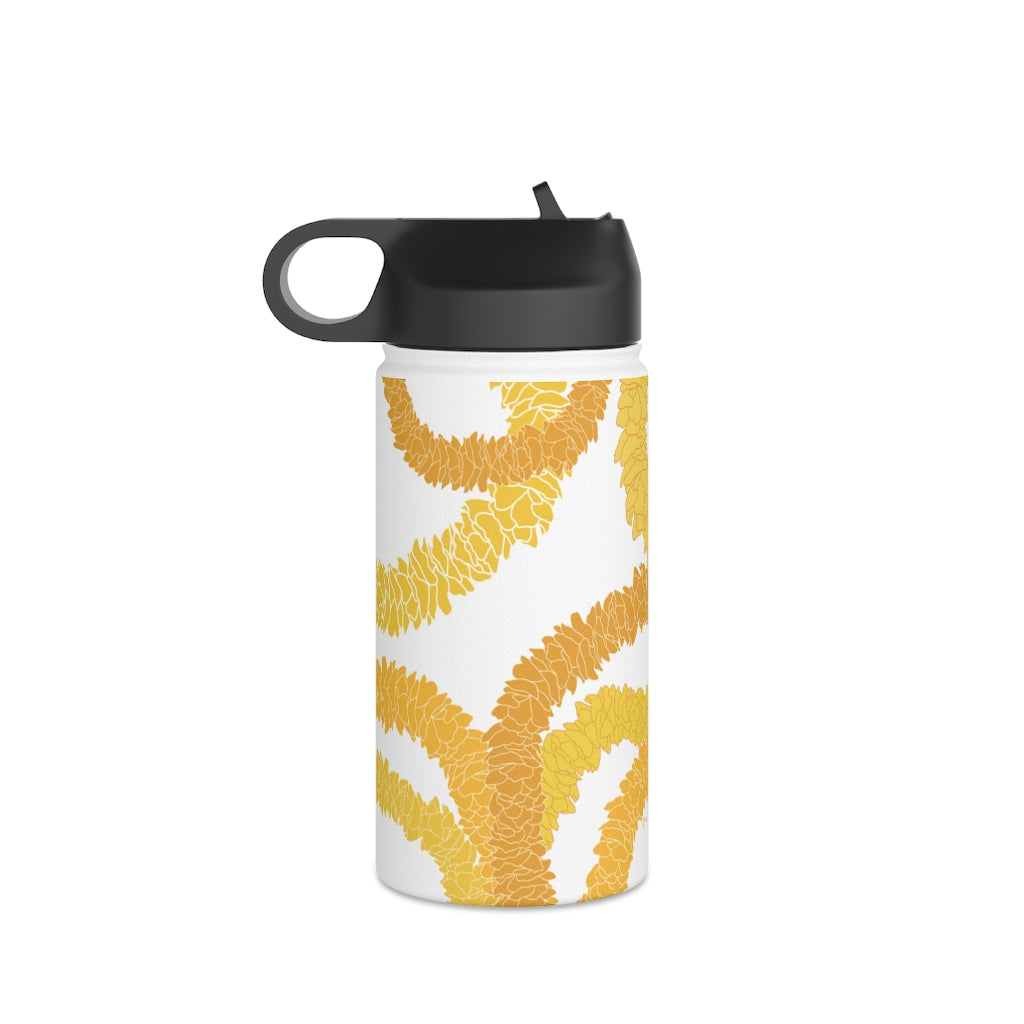 Water Bottle, 3 sizes, Stainless Steel with Sip Straw- Ilima Lei