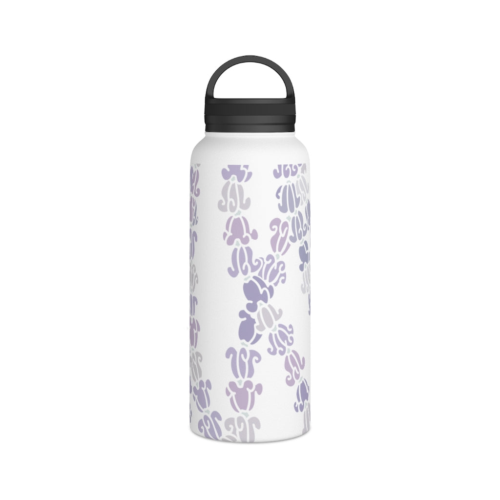 Water Bottle, 3 sizes, Stainless Steel with Handle Lid- Crown Flower Melodies, Crown Flower Lei