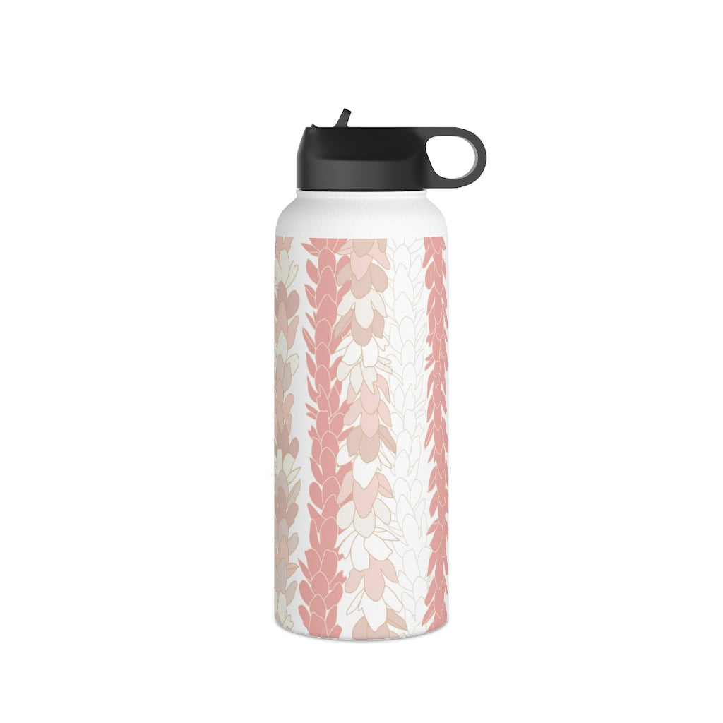 Water Bottle, 3 sizes, Stainless Steel with Sip Straw- Pakalana Stringing Peach