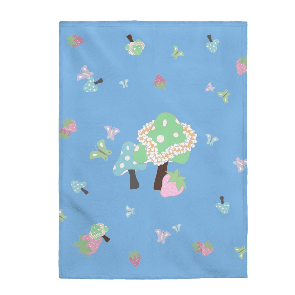 Velveteen Blanket- Bloom Parade (Blue Skies)