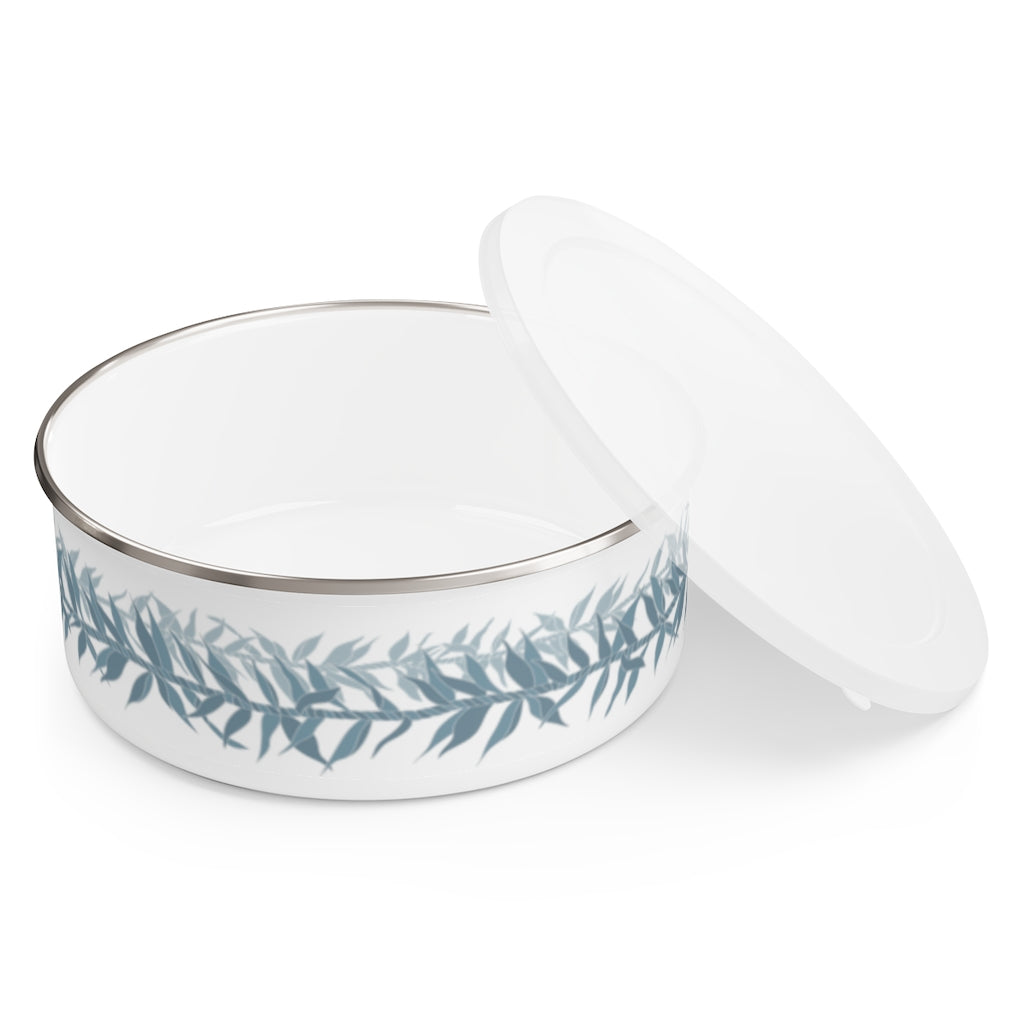 Enamel Bowl- Ti Leaf Lei (Steel Blue)