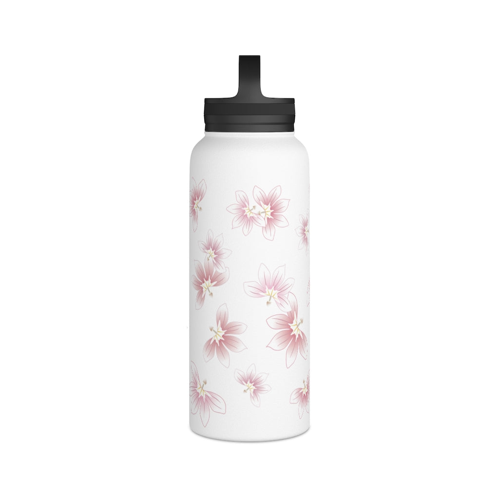 Water Bottle, 3 sizes, Stainless Steel with Handle Lid- Beach Naupaka