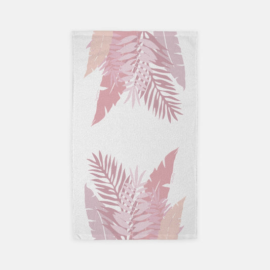 Microfiber Terry Dish or Hand Towel- Whispering Leaves in Pink