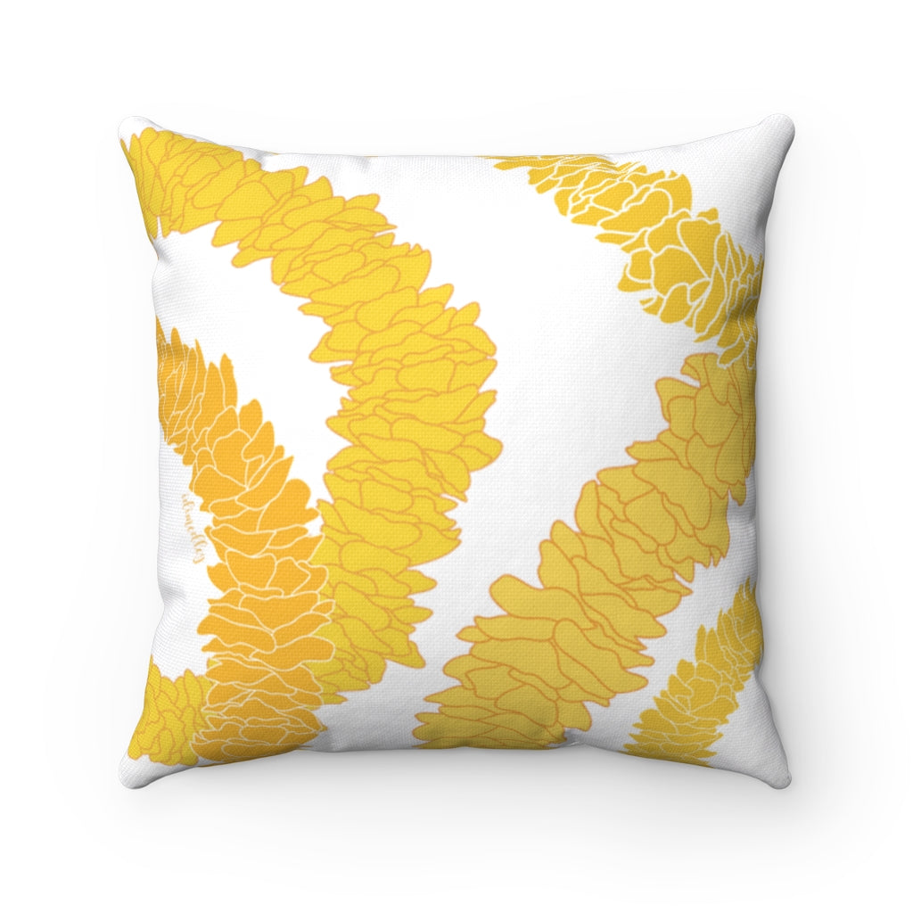 Canvas Throw Pillow Case- Ilima Lei (White)