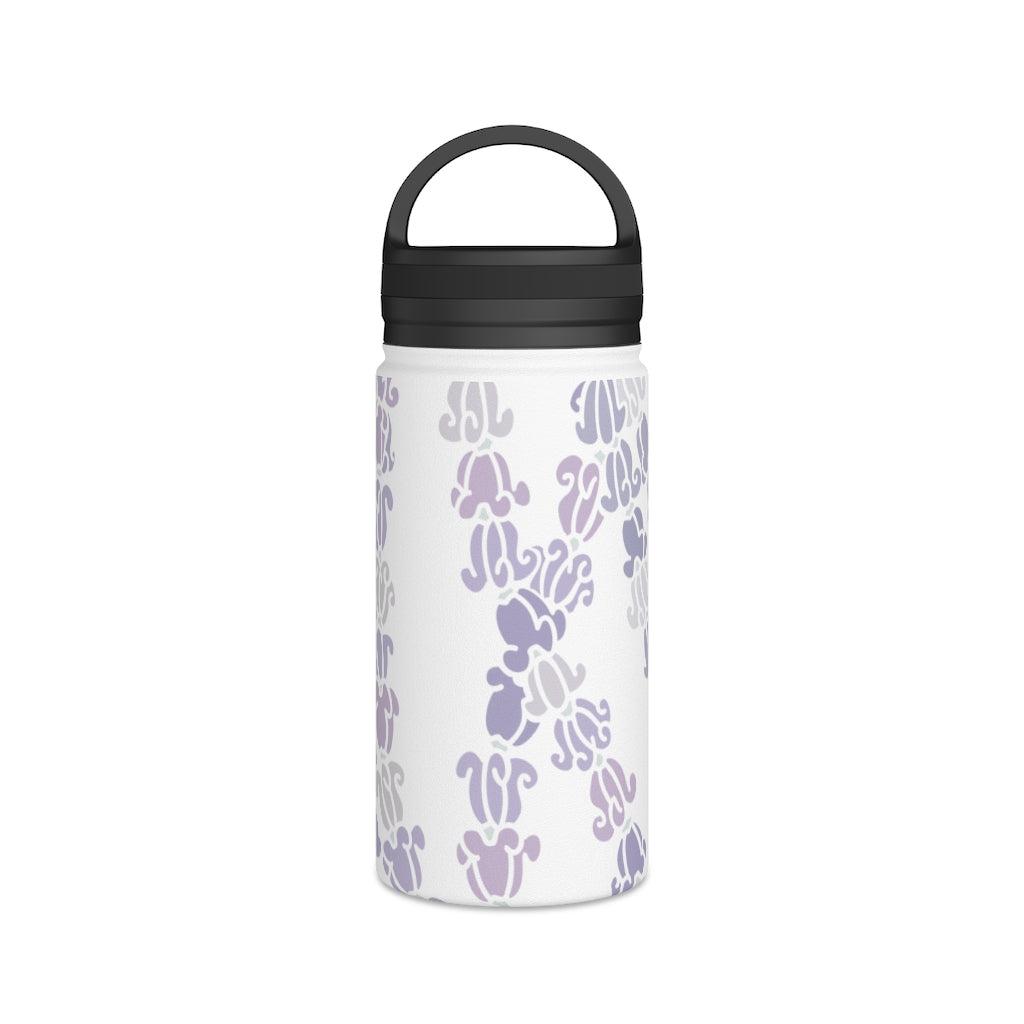 Water Bottle, 3 sizes, Stainless Steel with Handle Lid- Crown Flower Melodies, Crown Flower Lei