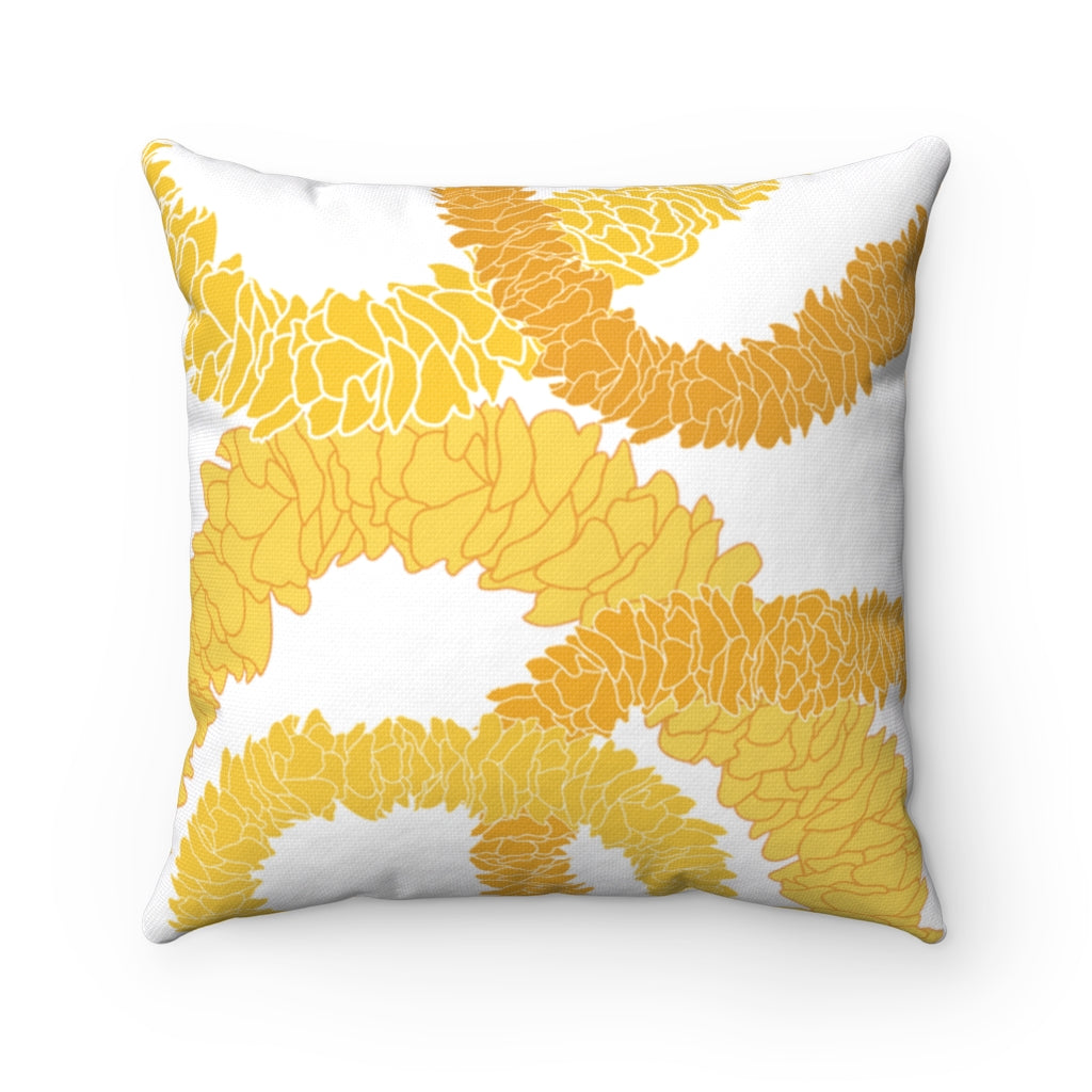 Canvas Throw Pillow Case- Ilima Lei (White)