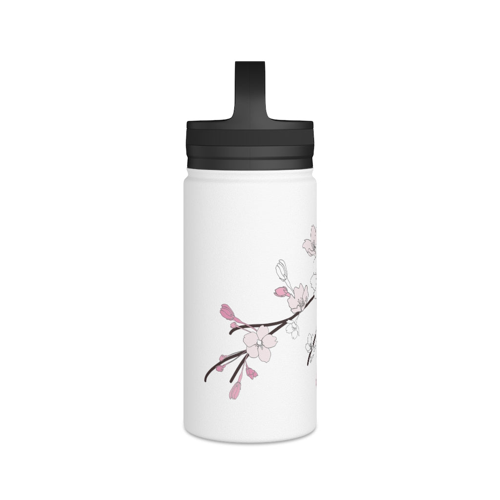 Water Bottle, 3 sizes, Stainless Steel with Handle Lid- Sakura Blooms