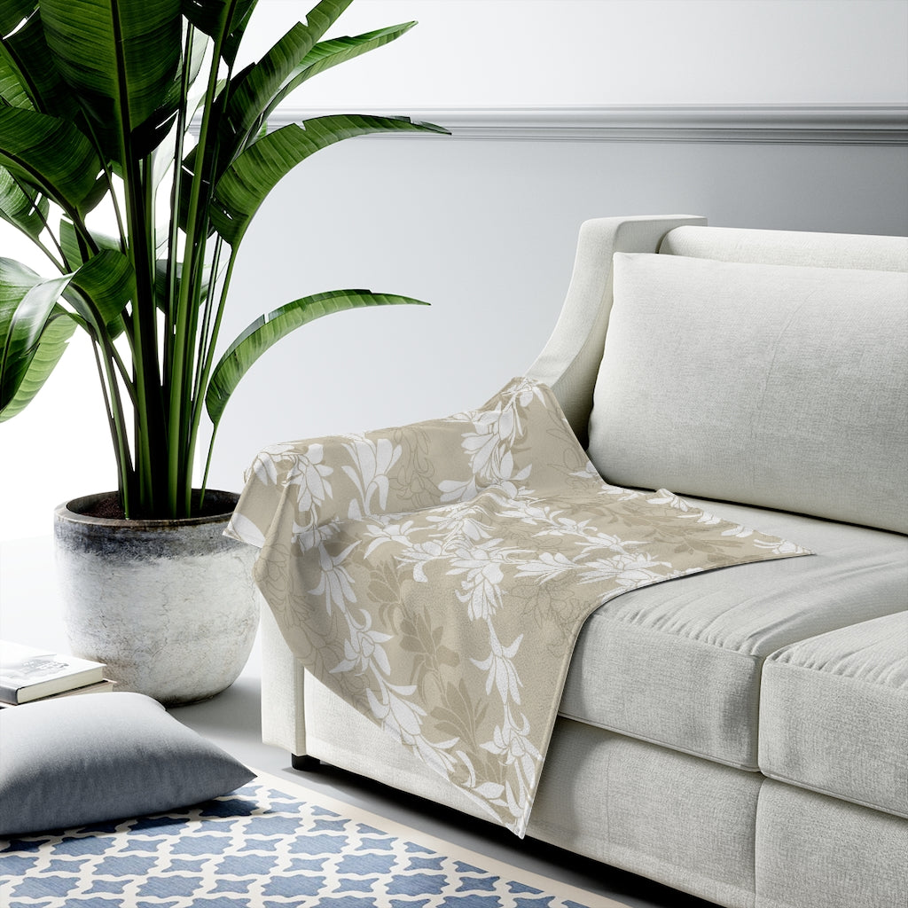Velveteen Blanket- Tuberoses for Nohea (Sand)