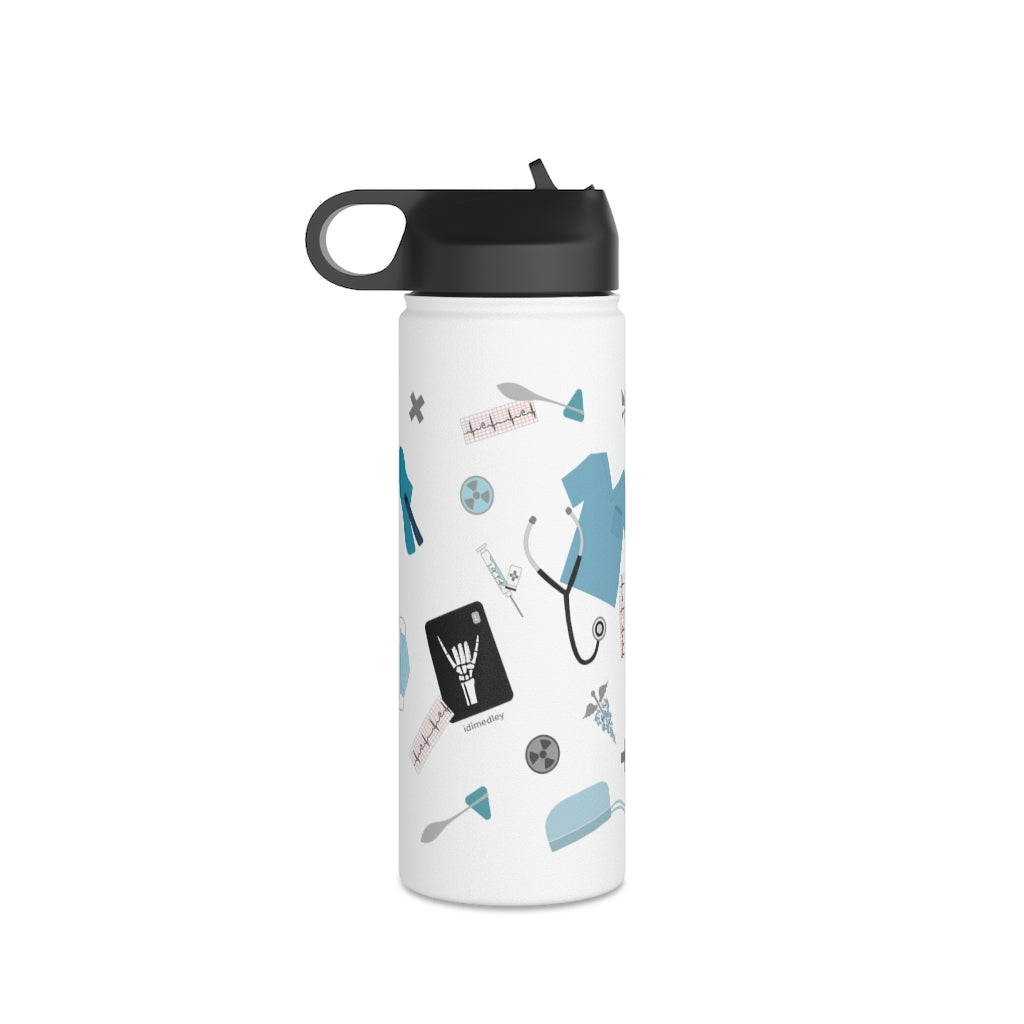 Water Bottle, 3 sizes, Stainless Steel with Sip Straw- Medical Man