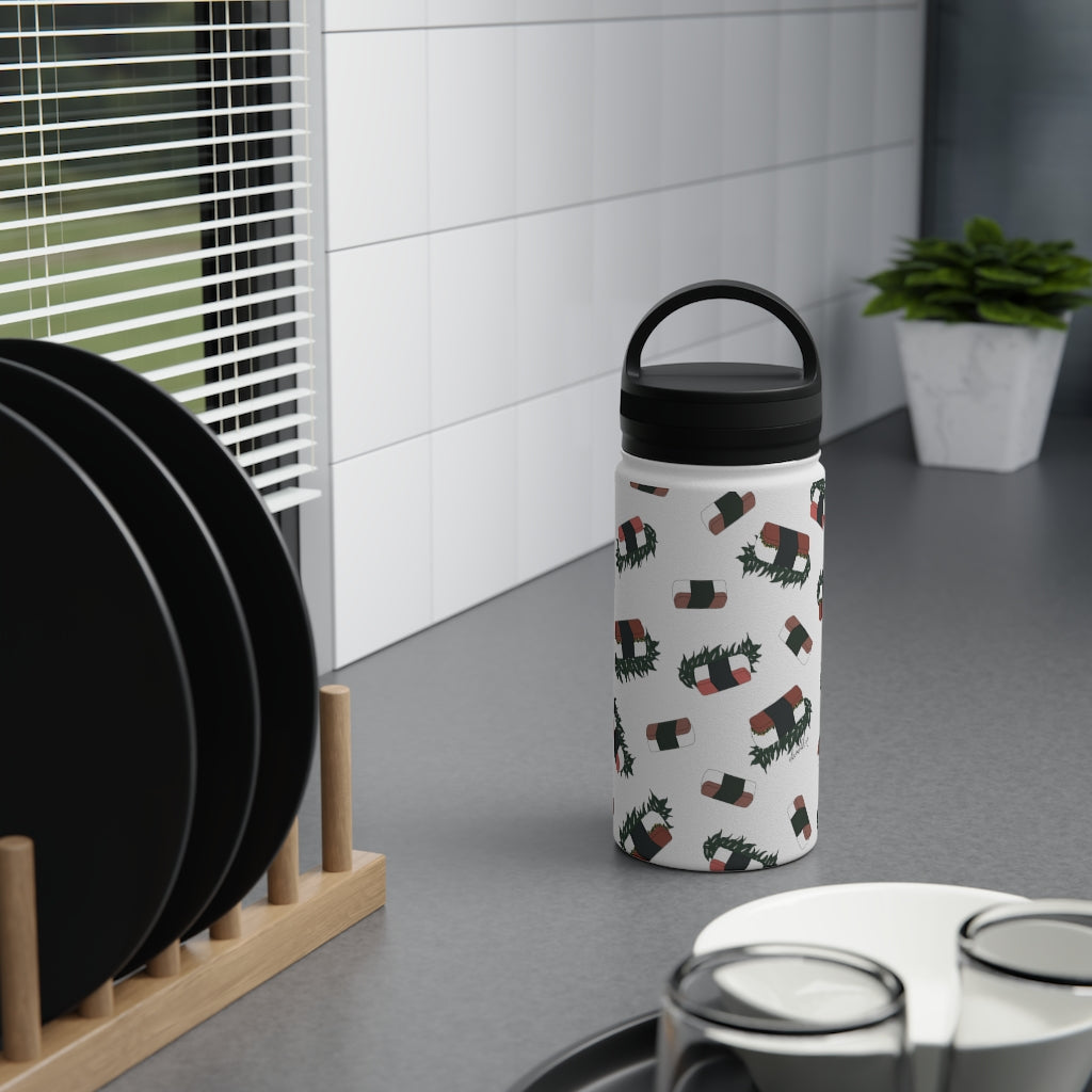 Water Bottle, 3 sizes, Stainless Steel with Handle Lid- Hawaii Musubi