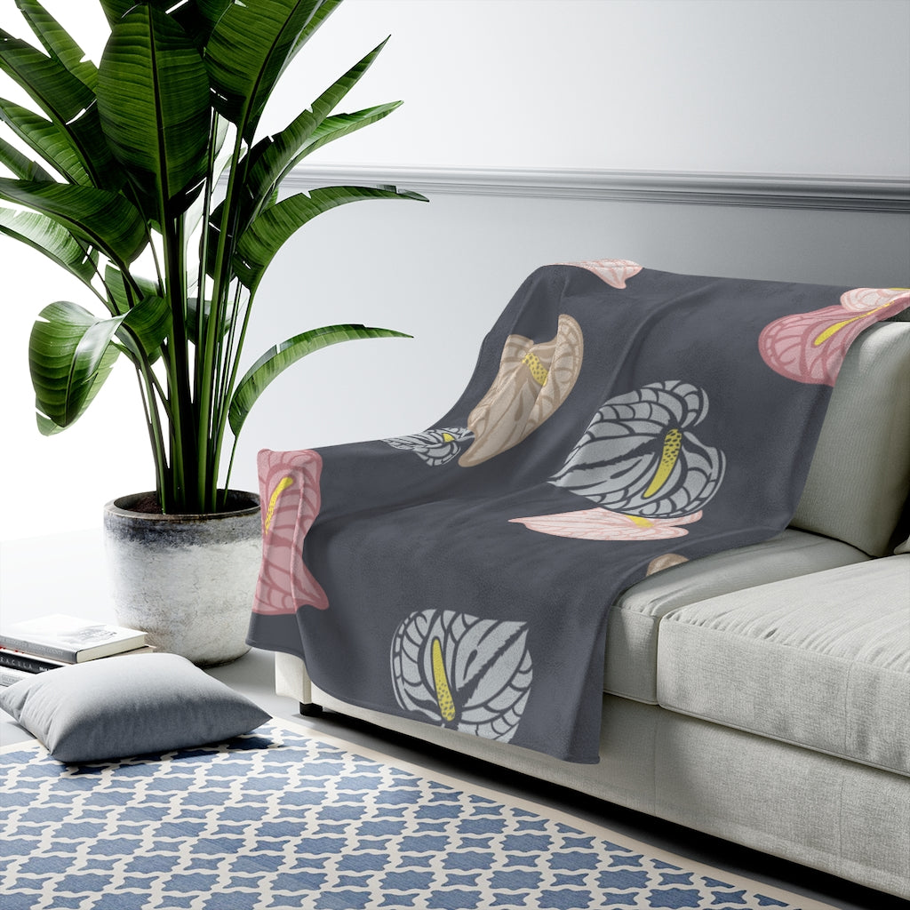 Velveteen Blanket- Anthuriums Abound Night Sunset