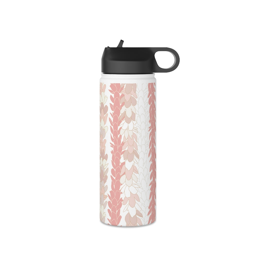Water Bottle, 3 sizes, Stainless Steel with Sip Straw- Pakalana Stringing Peach