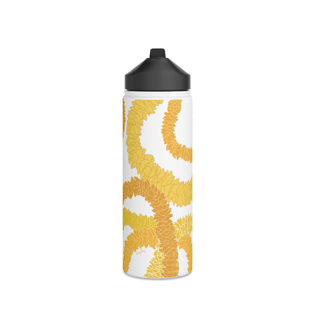 Water Bottle, 3 sizes, Stainless Steel with Sip Straw- Ilima Lei