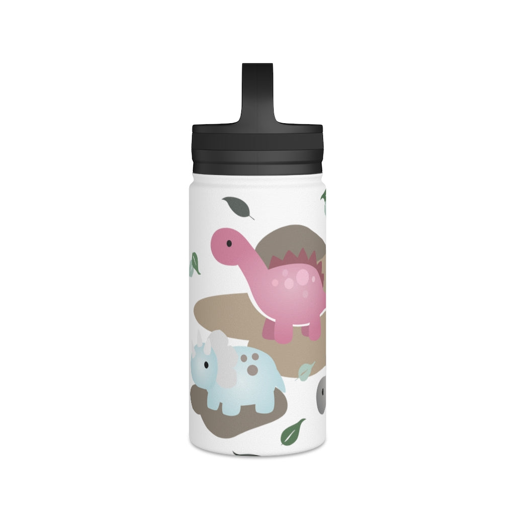Water Bottle, 3 sizes, Stainless Steel with Handle Lid- Dinos in Paradise