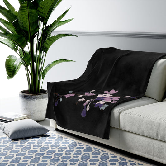 Velveteen Blanket- Sakura Blooms Hoseki (Night Skies)