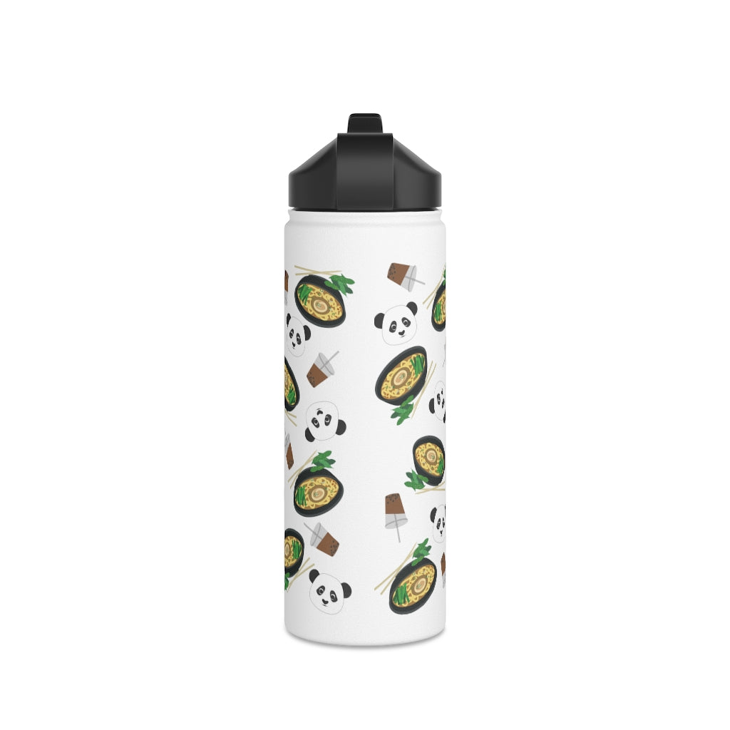Water Bottle, 3 sizes, Stainless Steel with Sip Straw- MIDI the Ramen Panda