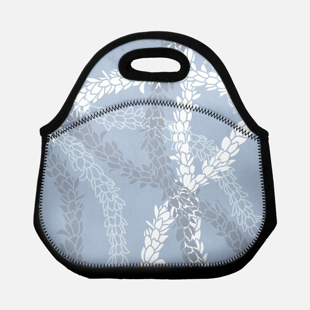 Lunch Tote Bag- Pikake Wishes (Cyan Blue)