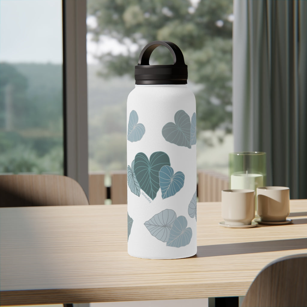 Water Bottle, 3 sizes, Stainless Steel with Handle Lid- Kalo Blue Flurries