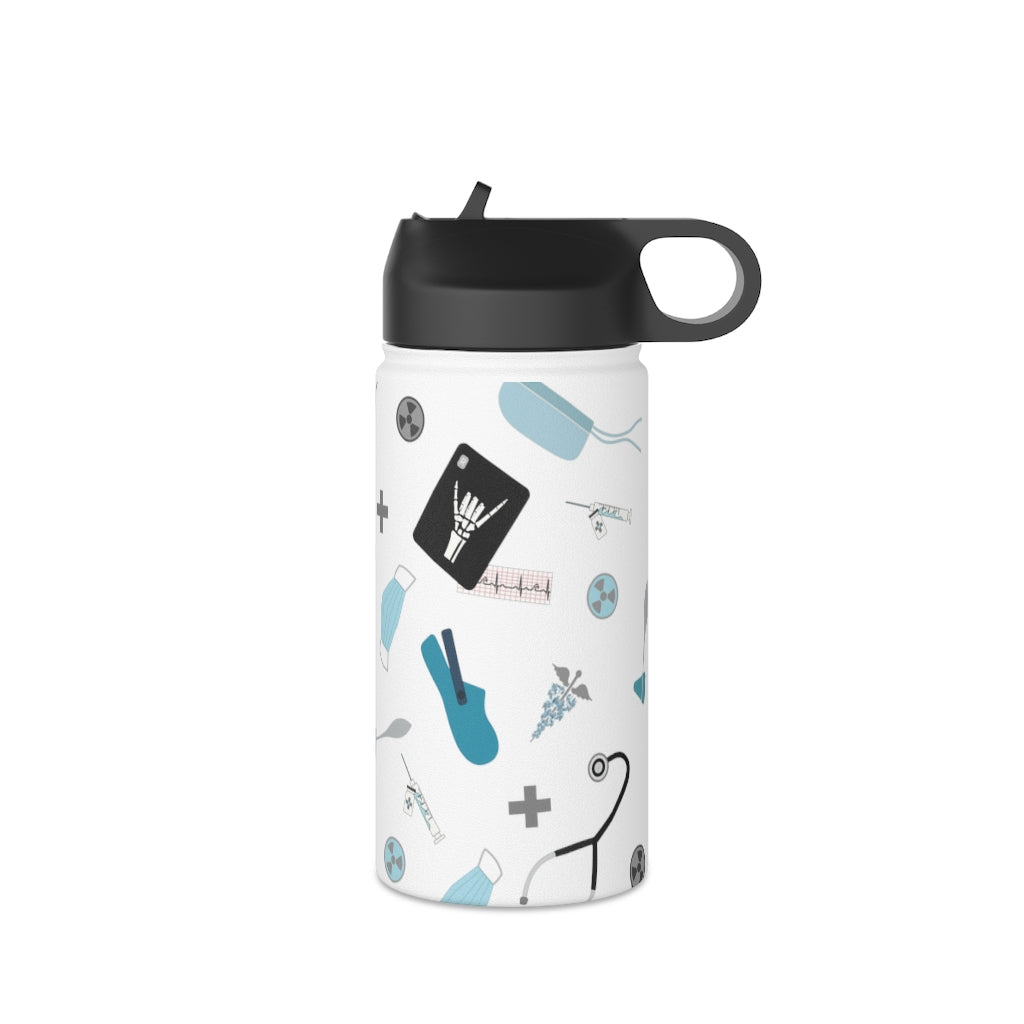 Water Bottle, 3 sizes, Stainless Steel with Sip Straw- Medical Man
