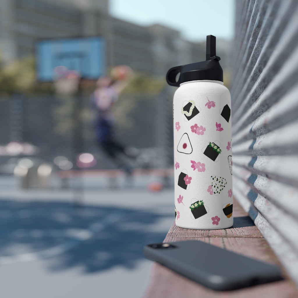 Water Bottle, 3 sizes, Stainless Steel with Sip Straw- Musubi Medley