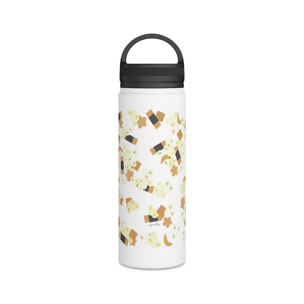 Water Bottle, 3 sizes, Stainless Steel with Handle Lid- Hurricane Popcorn