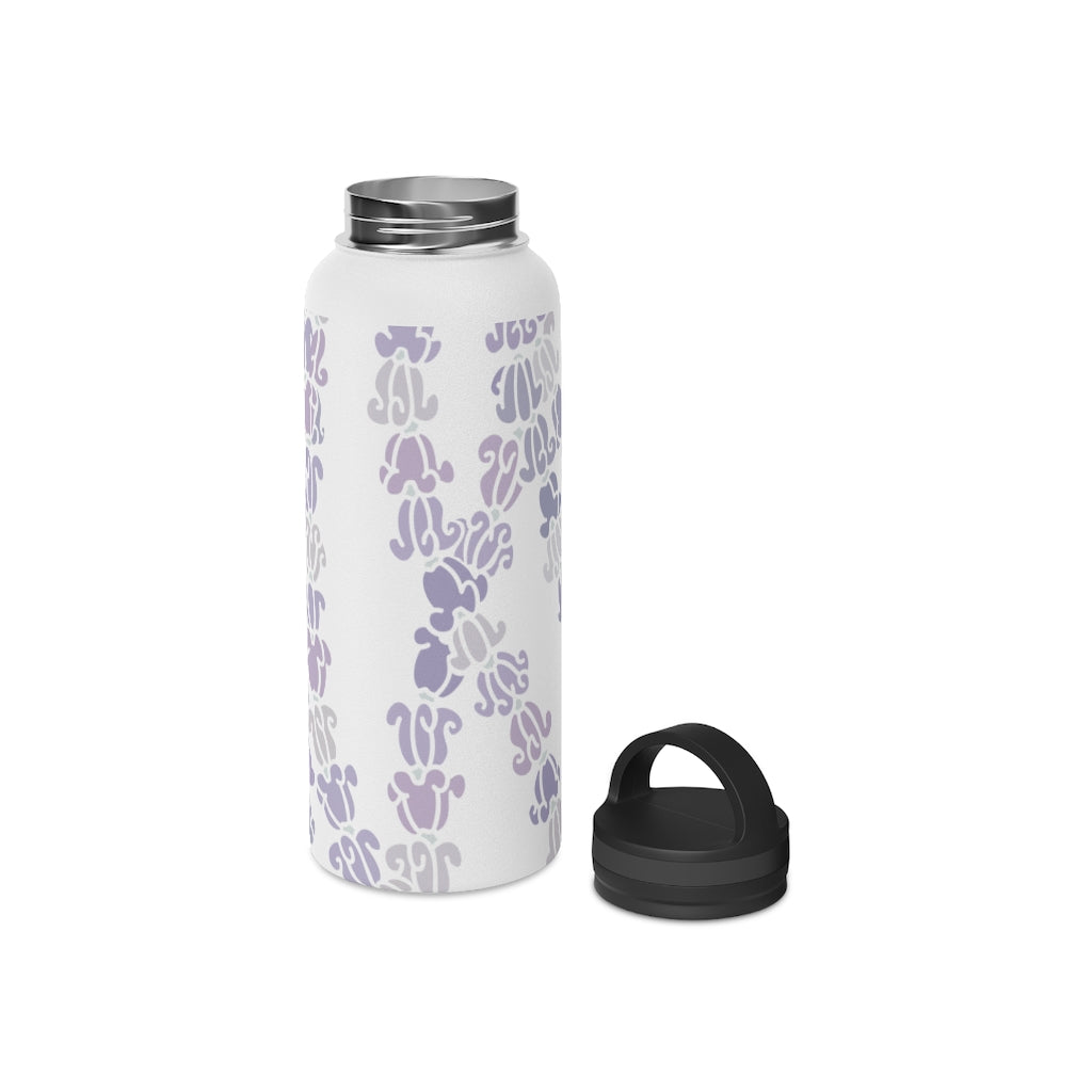 Water Bottle, 3 sizes, Stainless Steel with Handle Lid- Crown Flower Melodies, Crown Flower Lei