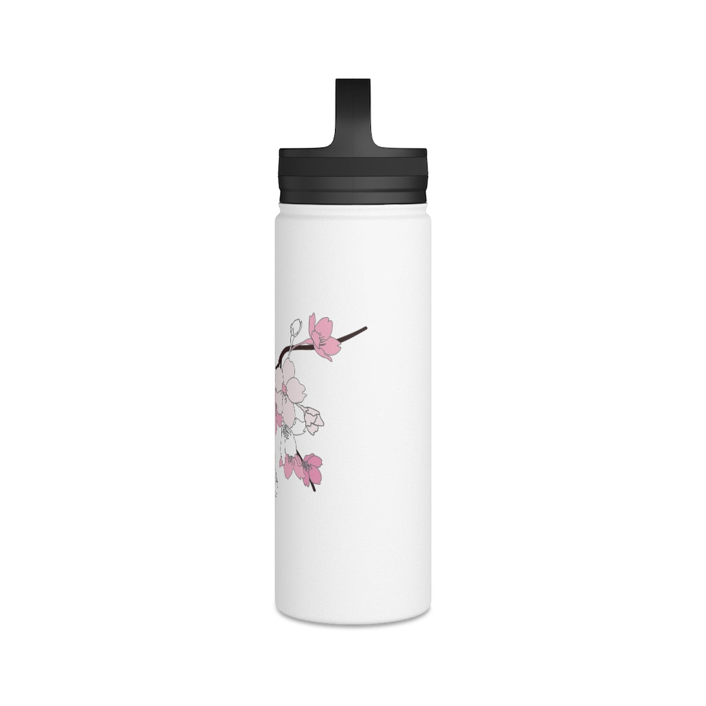 Water Bottle, 3 sizes, Stainless Steel with Handle Lid- Sakura Blooms