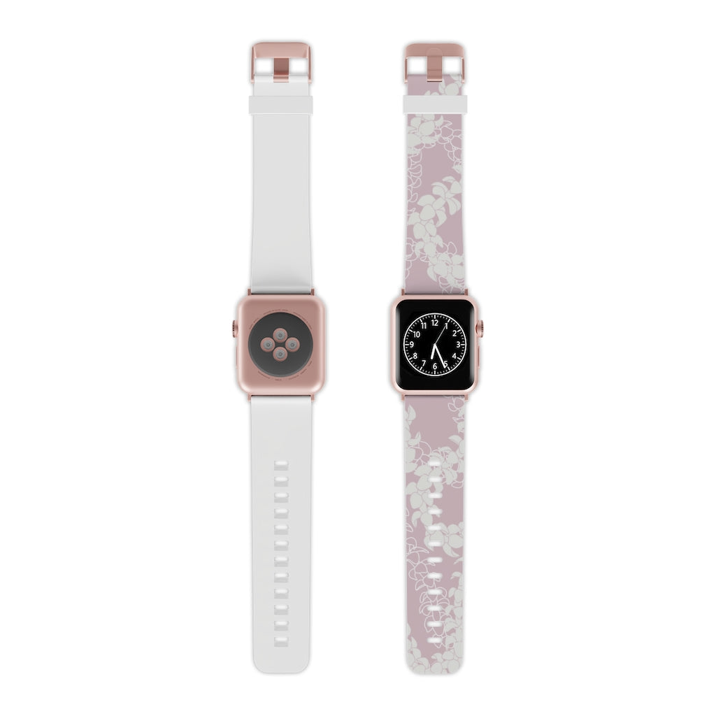 Watch Band for Apple Watch- Puakenikeni Curvilinear Lei (Rosey Pink)