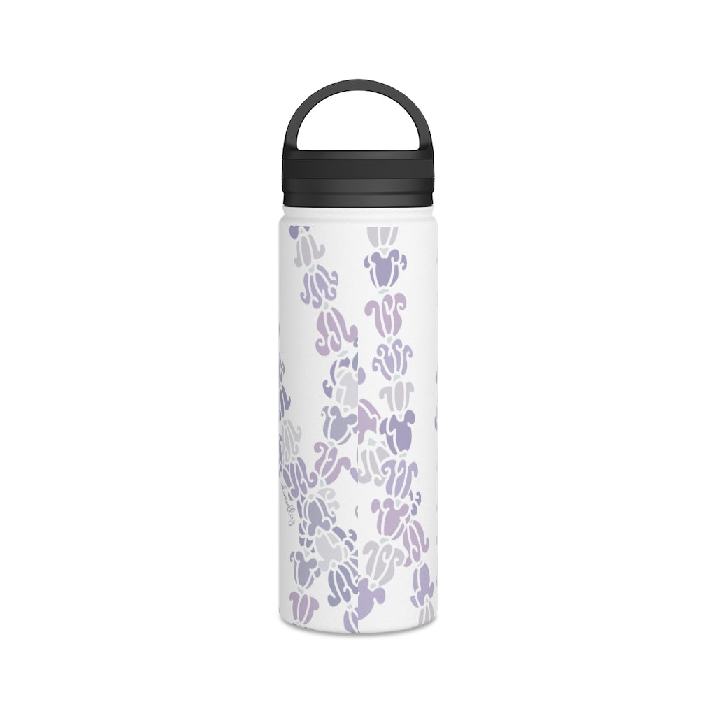 Water Bottle, 3 sizes, Stainless Steel with Handle Lid- Crown Flower Melodies, Crown Flower Lei