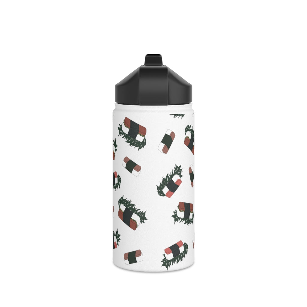 Water Bottle, 3 sizes, Stainless Steel with Sip Straw- Hawaii Musubi