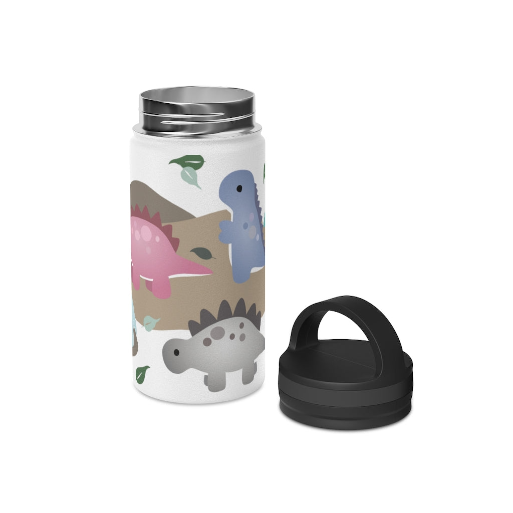Water Bottle, 3 sizes, Stainless Steel with Handle Lid- Dinos in Paradise