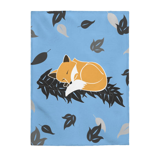 Velveteen Blanket- Snuggles the Fox on Maile (Blue Skies)
