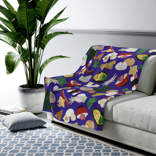 Velveteen Blanket- Broke Da Mouth (Blue)
