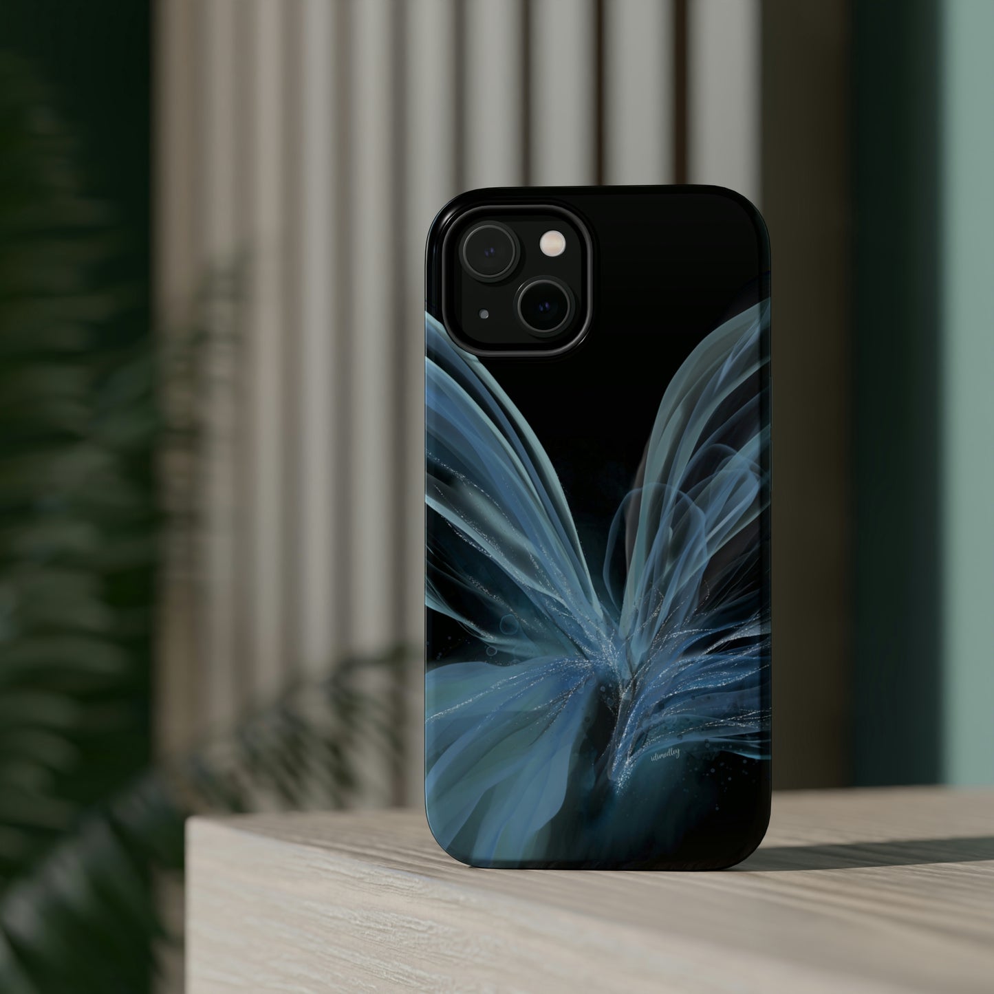 Blue Butterfly Alcohol Ink Art (Black), MagSafe