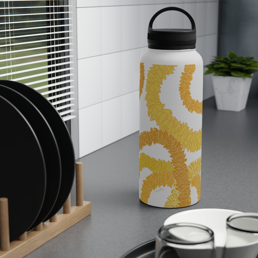 Water Bottle, 3 sizes, Stainless Steel with Handle Lid- Ilima Lei