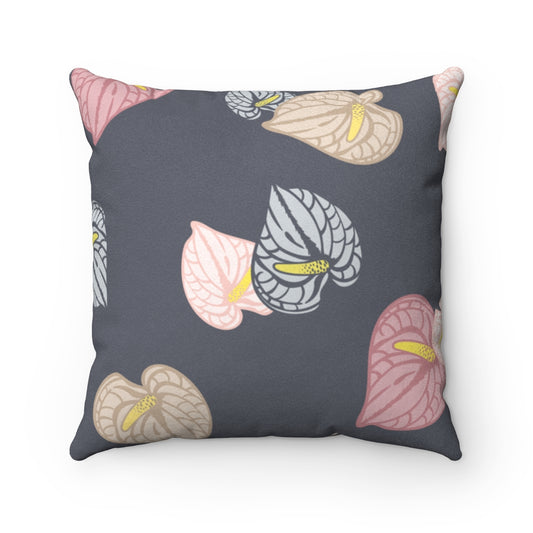 MicroSuede Square Pillow Case- Anthuriums Abound Night Sunset
