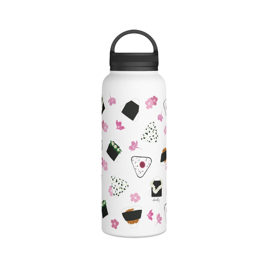Water Bottle, 3 sizes, Stainless Steel with Handle Lid- Musubi Medley