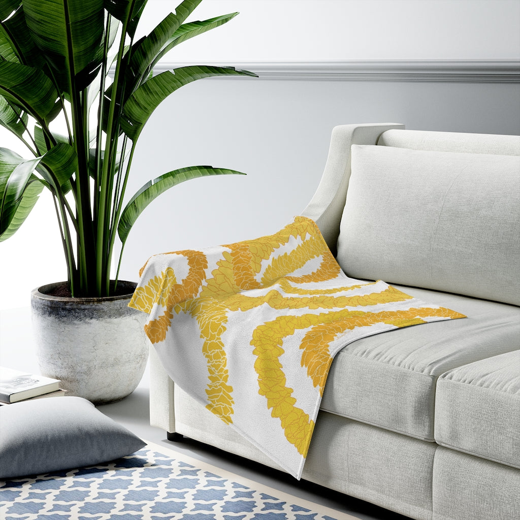 Velveteen Blanket- Ilima Lei (White)