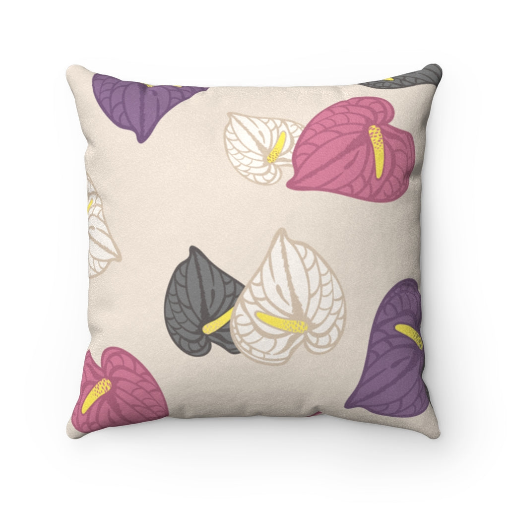MicroSuede Throw Pillow Cover- Anthuriums Abound Beach Sunset