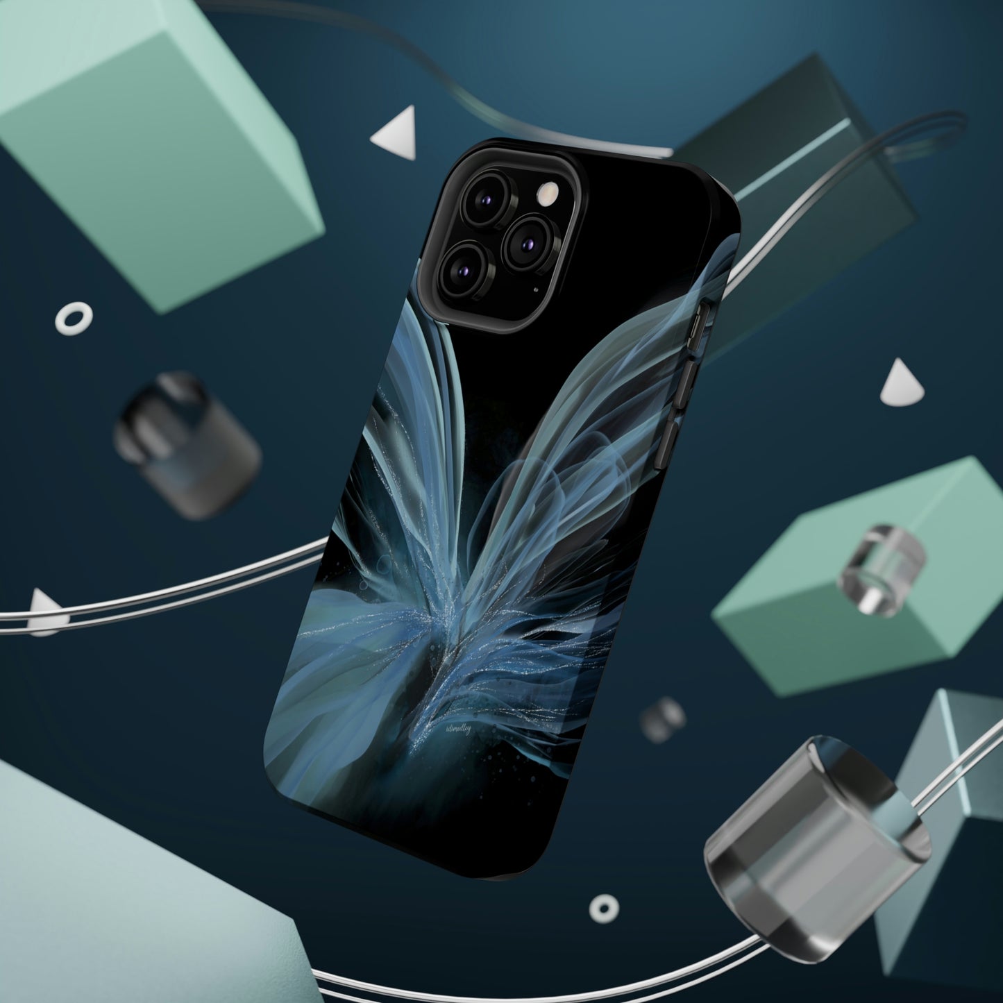 Blue Butterfly Alcohol Ink Art (Black), MagSafe