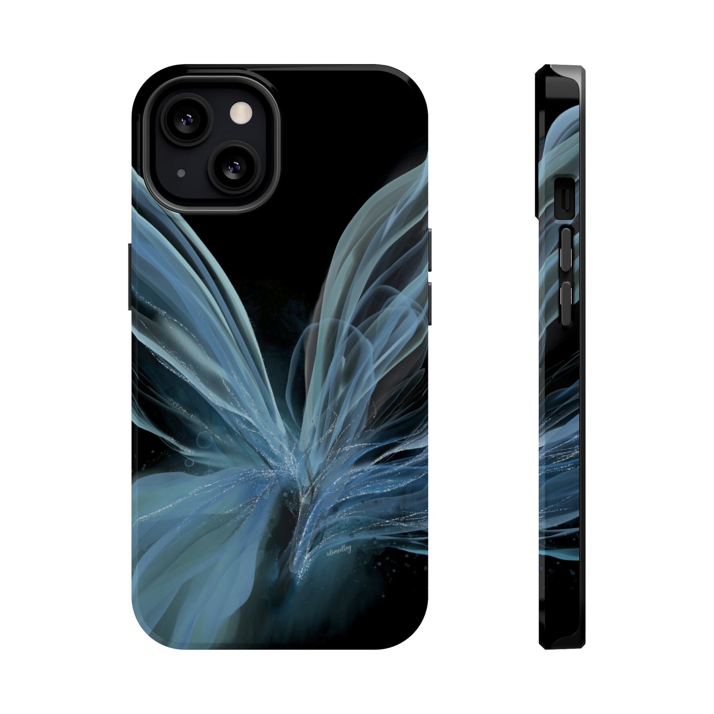 Blue Butterfly Alcohol Ink Art (Black), MagSafe