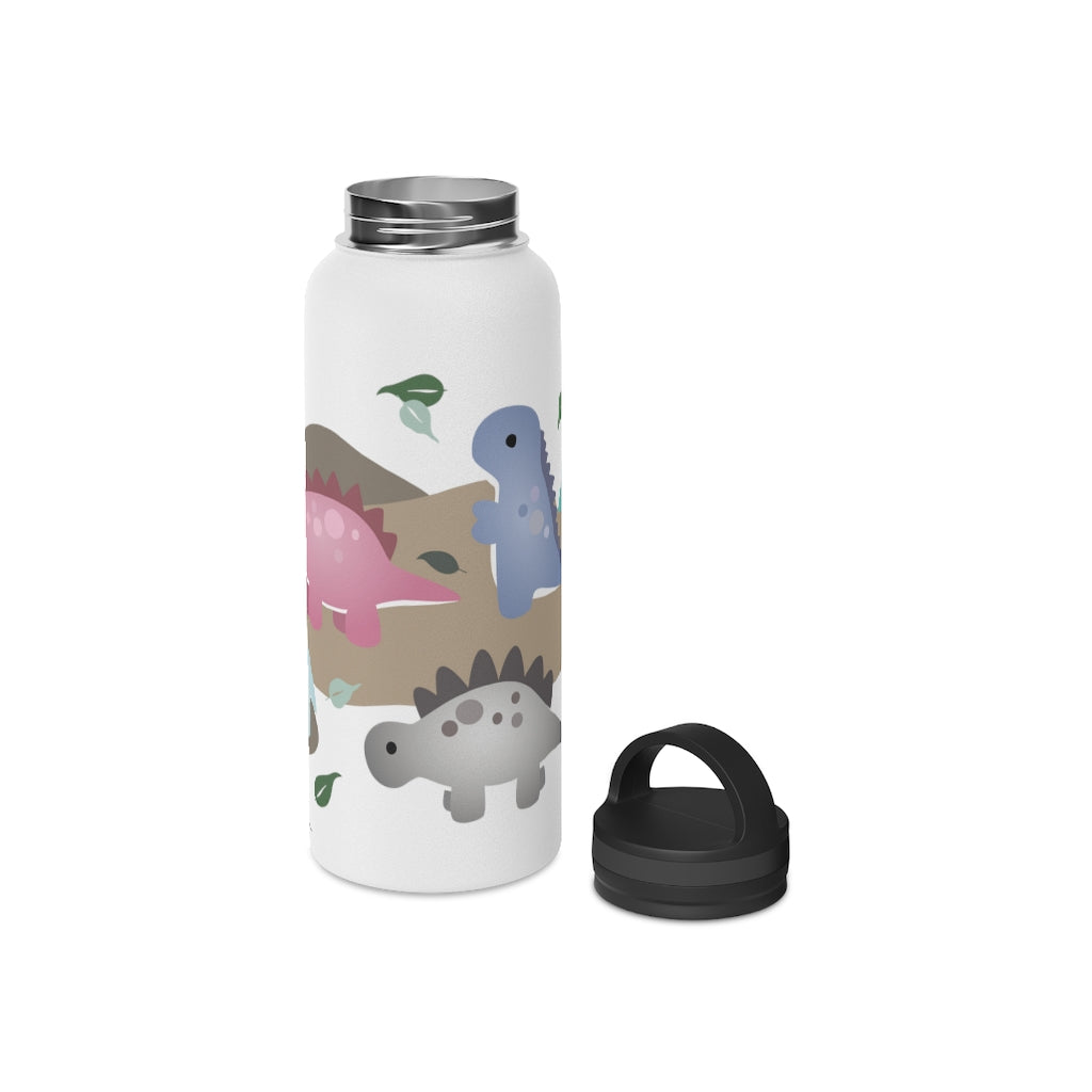 Water Bottle, 3 sizes, Stainless Steel with Handle Lid- Dinos in Paradise