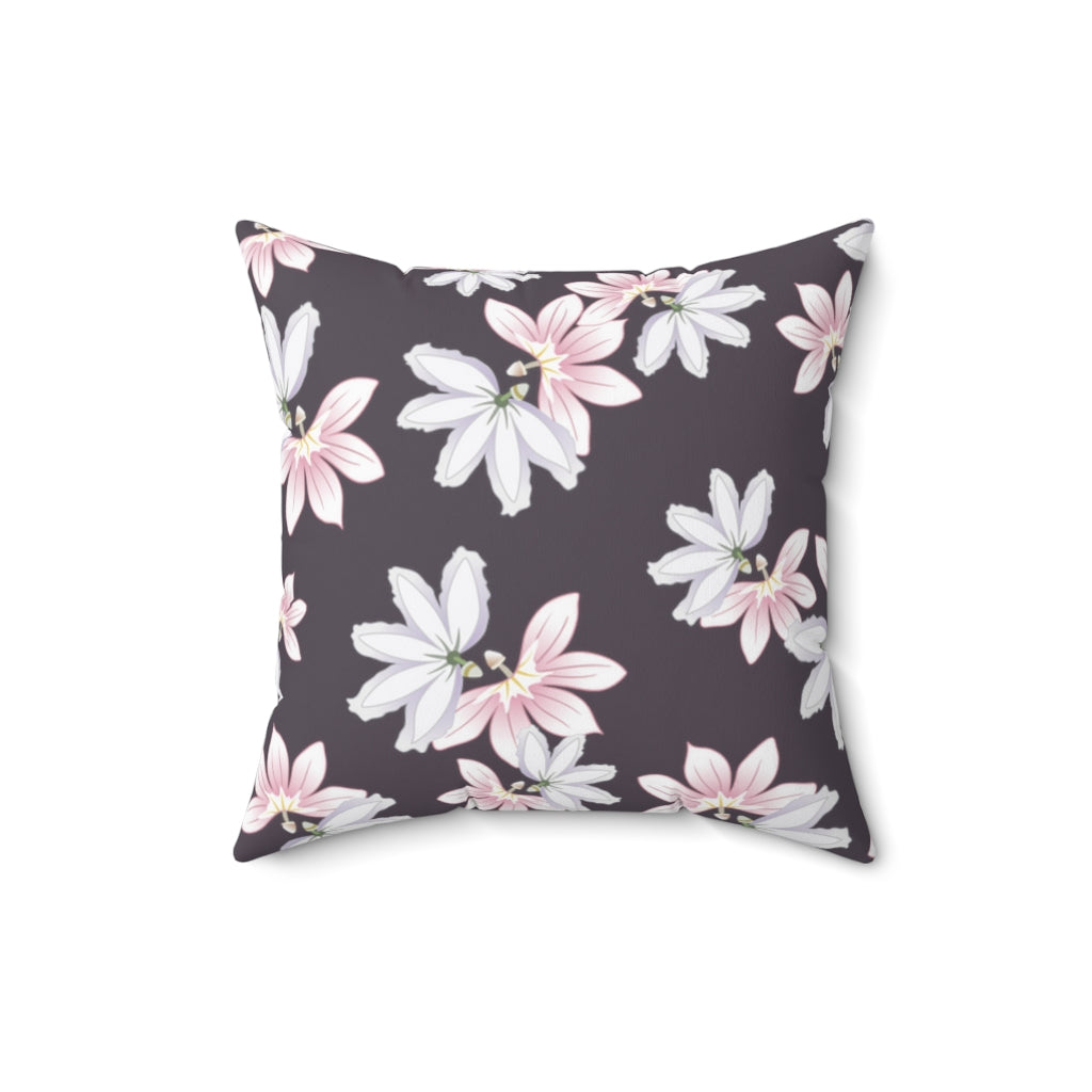 MicroSuede Throw Pillow Cover- Naupaka Love Story (Grayish)