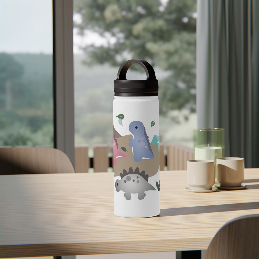 Water Bottle, 3 sizes, Stainless Steel with Handle Lid- Dinos in Paradise